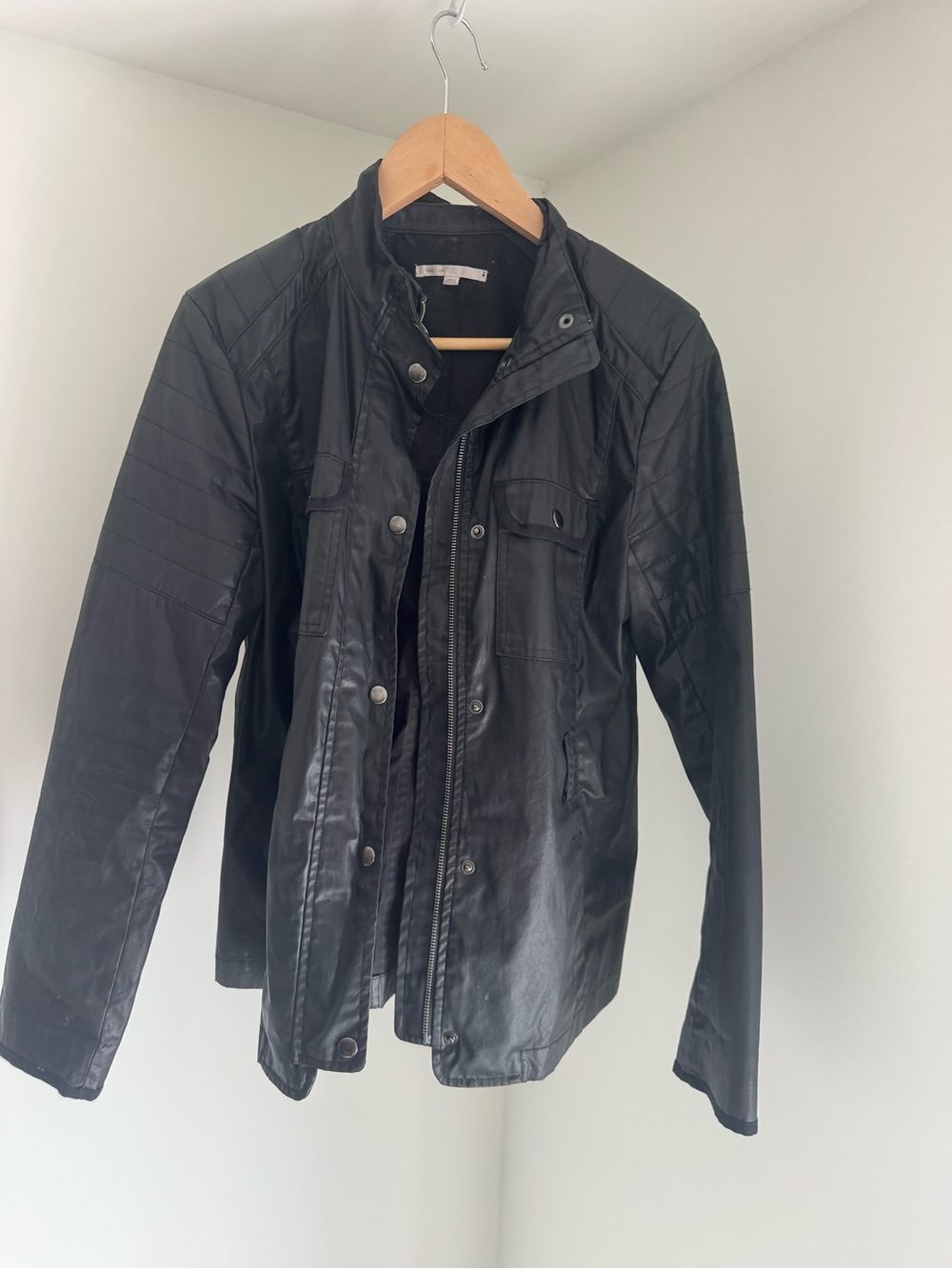 GAP Black Bomber-Style Leather Jacket